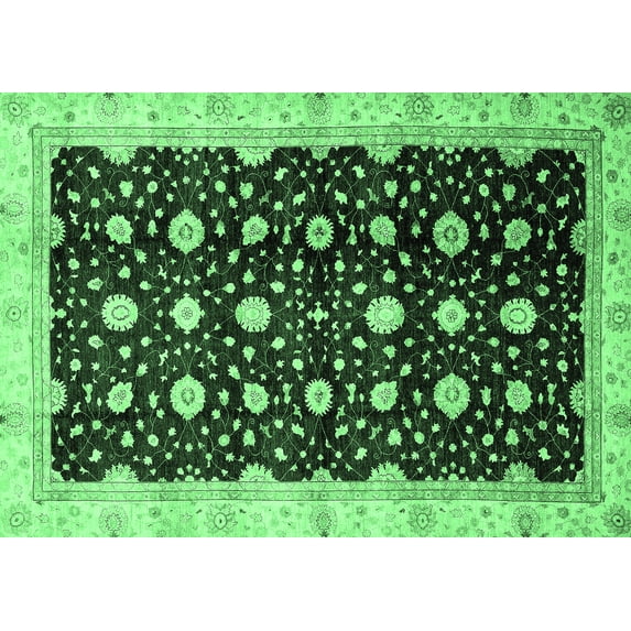 Ahgly Company Indoor Rectangle Oriental Emerald Green Traditional Area Rugs, 5' x 8'