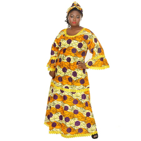 African Planet Women's Kwanzaa Senegal Inspired Long Maxi Dress with