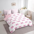 thumbnail image 3 of Manfei Cute Bowknot 7-Piece Bedding Comforter Set,Kawaii Bowtie Bow King Bedding Sets,Pink Loves Pattern Bed Sheets For Girl,Breathable Home Decor Reversible, 3 of 8