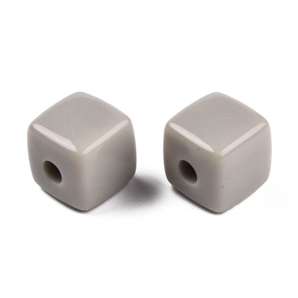 Opaque Acrylic Beads Cube Dark Gray 12.5x12.5x12.5mm Hole: 3.5mm about 263pcs/500g