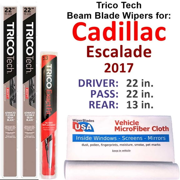 2017 Cadillac Escalade Beam Blade Wipers (Set of 3) w/Rear Wiper