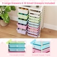 thumbnail image 6 of Costway 15-Drawer Art & Craft Rolling Storage Cart Mobile Cart wirh Colorful Drawers & Metal Frame Icecream Multicolor, 6 of 11