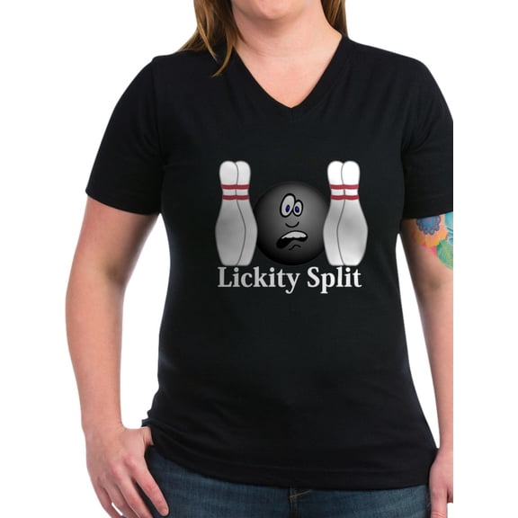 CafePress - Lickity Splits Logo 4 Women's V Neck Dark T Shirt - Women's V-Neck Dark T-Shirt