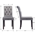 thumbnail image 5 of Guyou Velvet Leather Dining Chairs Set of 2, Mid Century Modern Solid Wood Parsons Chairs, Button Tufted Upholstered Armless Side Chairs with High Back for Dining Room Kitchen Restaurant, Grey, 5 of 8