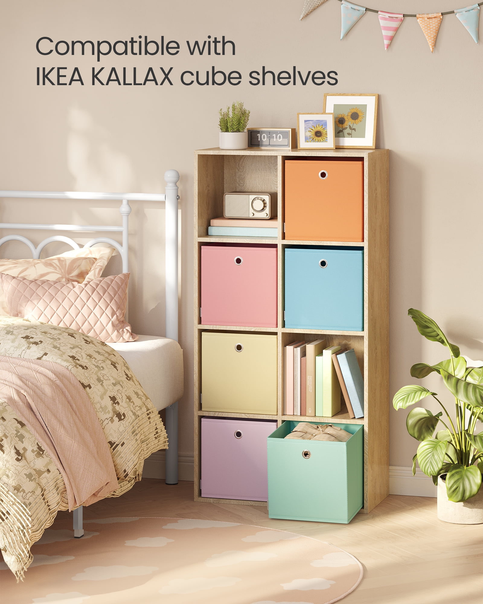 11.8" Storage Cube Bins for Kids, 6 Foldable Storage Boxes, Cube Organizer Bins Colorful Fabric Bins for Bedroom, Living Room
