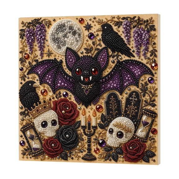 Halloween Diamond Painting Kits for Adults, 3D Spooky Cute Little Witch Pearl Art Craft Set, Pumpkin,Bat Crystal Ball Pearl Bead Embroidery Paint by Numbers Kit for Home Wall Decor，D
