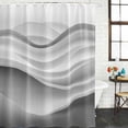 thumbnail image 2 of Gray Striped Shower Curtain, Waterproof Shower Curtains for Bathroom, Modern Abstract Art Wave Moire Gradient Washable Fabric Bathtub Curtain Set Bath Decor with 12 Hooks Extra Long 72"x96", 2 of 8