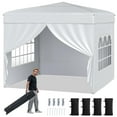 thumbnail image 1 of Gymax 10 X 10 FT Pop up Canopy Tent w/ 4 Sidewalls Wheeled Bag 4 Sandbags 8 Stakes White, 1 of 10
