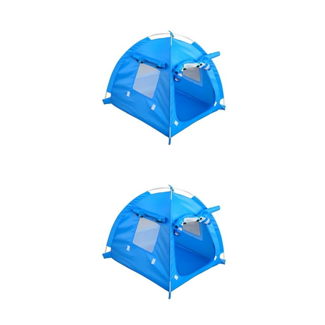 Greeniant tienda de campaña para mascotas al aire libre portátil transpirable plegable cachorro excursión Oxford tela nido perro gato casa M/Azul 2piezas