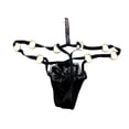 thumbnail image 3 of Victoria's Secret Panty Thong Leaf Embroidery Strappy V-String Ring Color Black Size Small NWT, 3 of 3