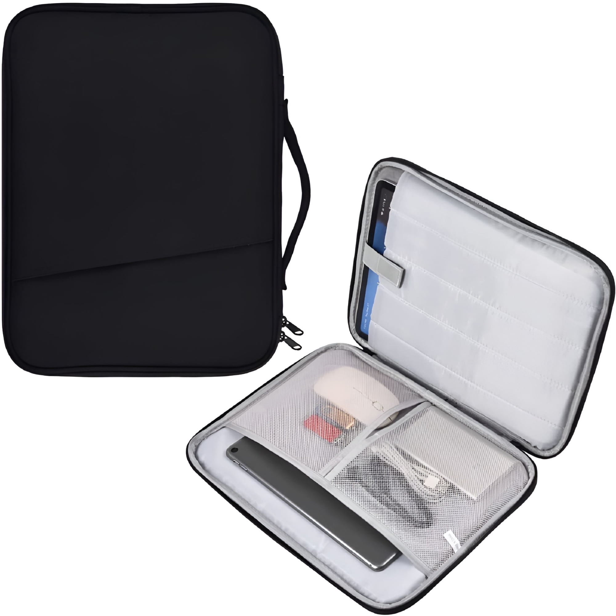 GJX 13 Inch Tablet Sleeve Case, Padded Protective Carrying Bag with Smart Organization, Universal Travel Laptop Computer Case for iPad Pro, Office, School, Black