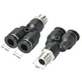 thumbnail image 2 of Push To Connect Fittings Y Type Tube Connect 6mm OD x 1/8PT Male Thread Tube Fittings Push Lock Black 2Pcs, 2 of 3