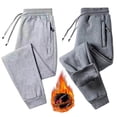 thumbnail image 3 of JANGSLNG Men Cargo Pants Plush Lining Thicken Autumn Winter Thermal Zipper Pockets Sweatpants for Daily Wear, 3 of 8