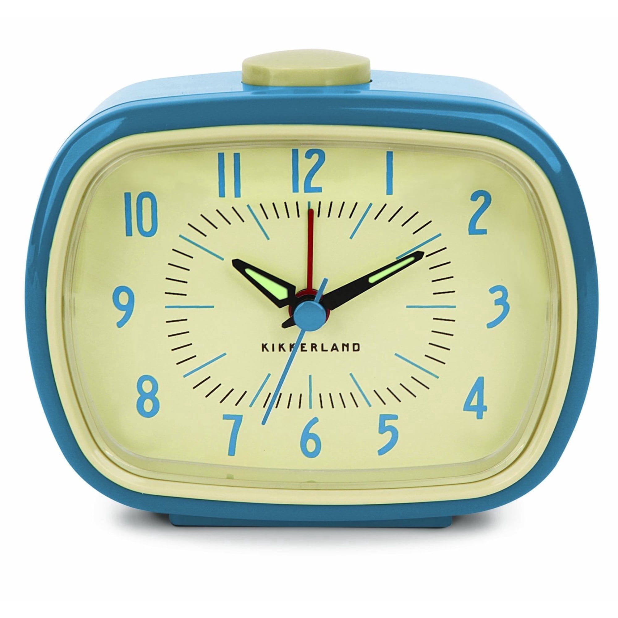 Blue Retro Alarm Clock, Battery Operated Vintage Analog Clock