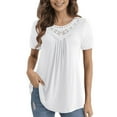 thumbnail image 3 of GingDin Women's Plus Size Summer Tops Short Sleeve Lace Pleated Blouses Tunic Tops m-4xl, 3 of 10