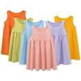 thumbnail image 2 of MXIEZI 1-10 Years Baby Girls Colour Cotton Sleeveless Spaghetti Strap Princess Dresses Solid Summer Sundresses for Kids, 2 of 9