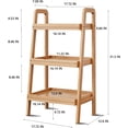 thumbnail image 2 of 3-Tiers Ladder Bookshelf, Solid Oak Wood Ladder Shelf, Floor Bookcase, Side Table for Living Room, Storage Open Shelf for Kitchen, Bathroom, 2 of 7