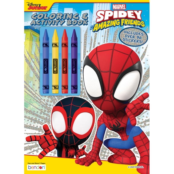 Disney Jr Spidey and His Amazing Friends 48-Page Coloring and Activity Book with 4 Crayons (Paperback)