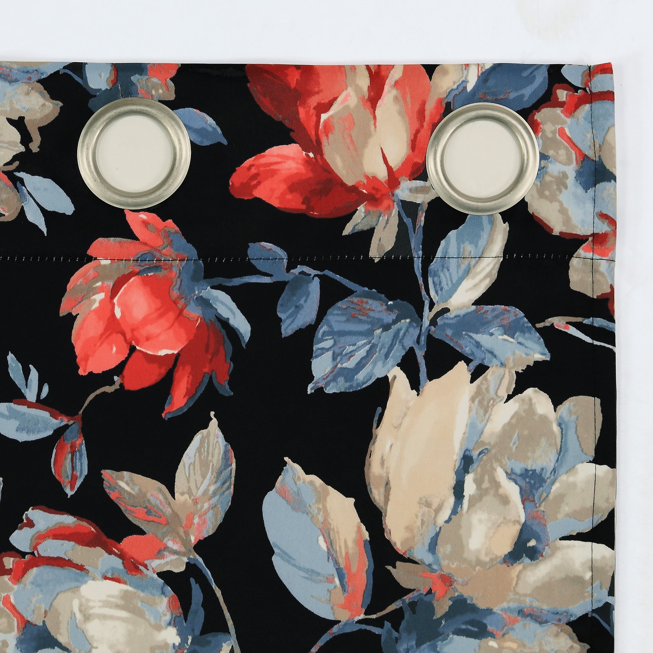 Sun Zero Irma Vintage Floral Blackout Grommet Curtain Panel, 40"X84", Black