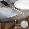 thumbnail image 4 of Abstract Brown White Round Fitted Table Cover Modern Art Black Grey Watercolor Waterproof Table Cloth with Elastic Edge Wipeable Tablecloth for Picnic Camping Party Fits 36"-44" Diameter, 4 of 8