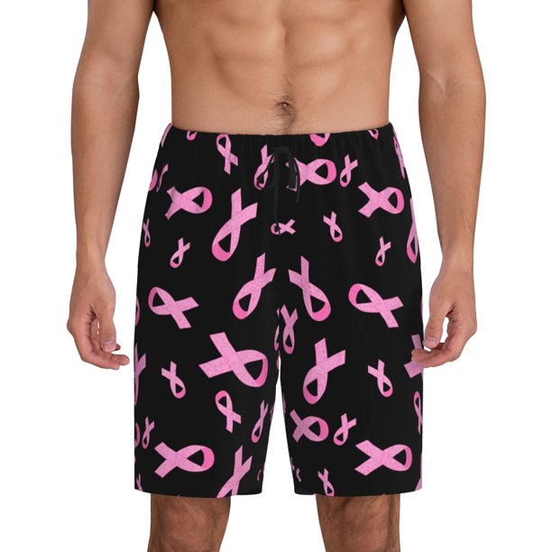 Fotbe Breast Cancer Awareness Pantalones Cortos de Pijama para Hombre, Ropa de Dormir, Pantalones de Pijama Cortos para Hombre-4X-Large