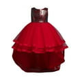 thumbnail image 2 of Wavsuf Flower Girls Dress Nets Bow Red Princess Dress Size 5-6 Years, 2 of 9