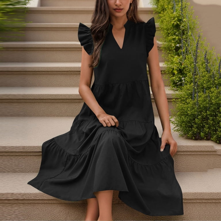 cotton polyester blend dresses Plaid Sleeveless Strap Dress in Cotton Polyester Fabric with Button Detail, Midi Dress Length