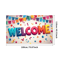 thumbnail image 1 of Welcome Party Banner Colorful Hearts Stars Backdrop Background Decorations Home Event Photography Props Party Supplies, 1 of 4