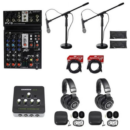 Podcast Podcasting Pro Bundle w/Peavey Mixer+Samson Mic+Headphones+Stands+Cables