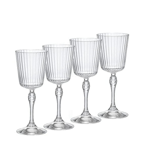 Bormioli Rocco America '20s 8.5 oz Cocktail Glasses - Set of 4, Vintage-Inspired Teardrop Detail & Decorative Stem, Glass Clarity with Laser Cut Rim - Elegant Drinkware for Cocktails, Made in Italy