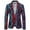 Blue, variant on IROINNID Men's Blazer V-Neck Notch Lapel Long Sleeve Graphic Prints Comfy African Ethnic Colorful Floral Style Characteristic Single breasted Suit