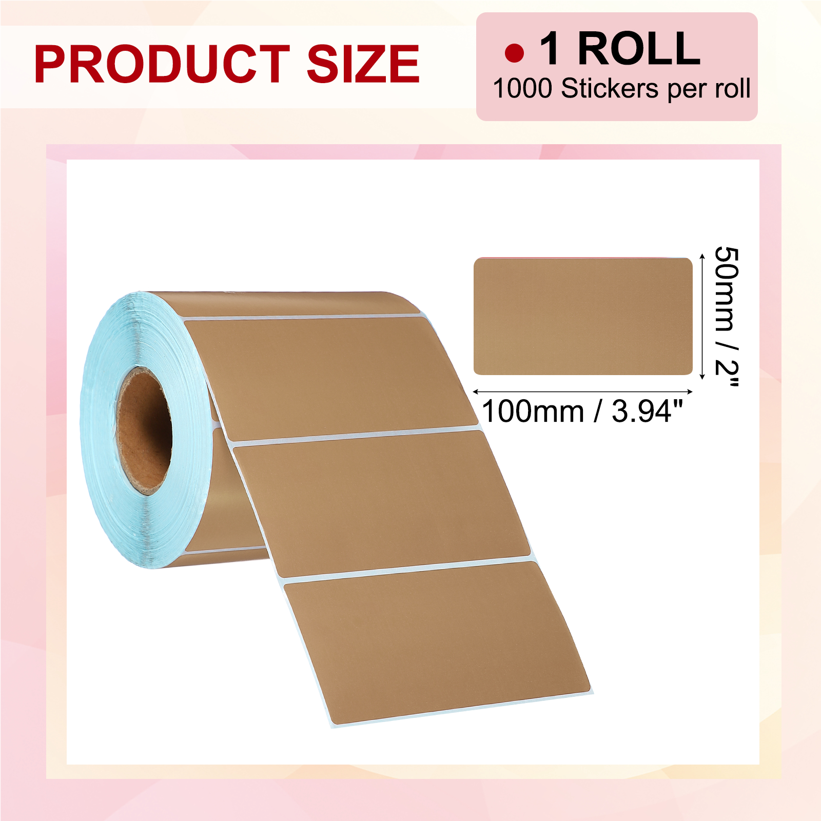 Uxcell 1000Pcs Thermal Labels 2x3.94" Thermal Printer Labels Stickers Self Adhesive Tags Rectangle Paper Roll Small for Printer Shipping Label Mailing UPS Barcode Address Brown