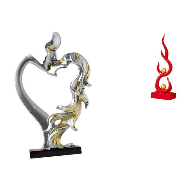 Figura De Pareja Besándose, Estatua Abstracta De Fuego, Figura De Resina Coleccionable Con Forma De Llama, Adorno De Escritorio Para Dormitorio, Boda, Estantería, Armario, Decoración Del