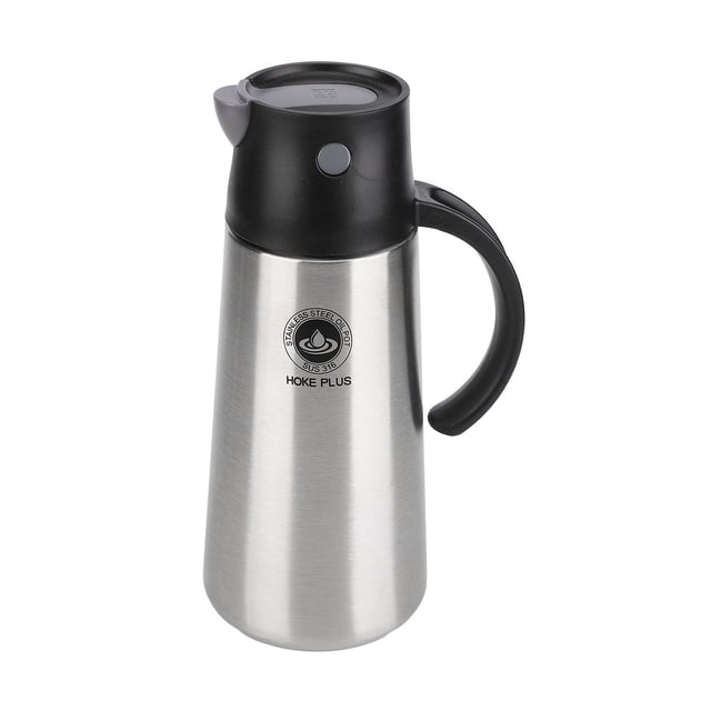 Recipiente para aceite de acero inoxidable, 750 ml, dispensador automático de aceite, opaco y antioxidante, para cocina, color negro