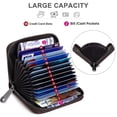 thumbnail image 3 of Badiya Genuine Leather Credit Card Holder for Women RFID Blocking Small Card Case Zipper Accordion Wallet, 3 of 9