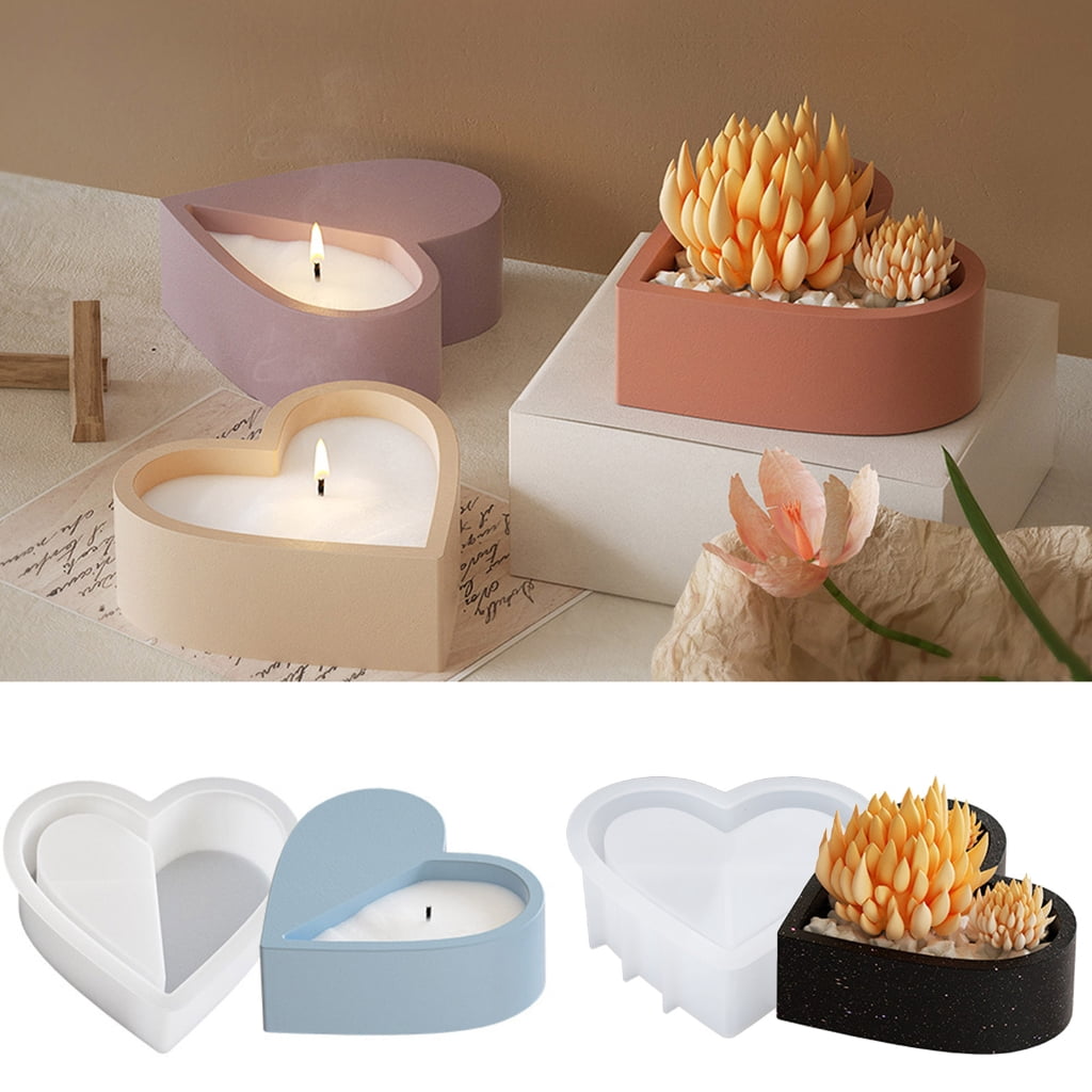 WINDLAND High Temperature Resistant Silicone Heart Mold for Candle Cups Flower Pots Mould