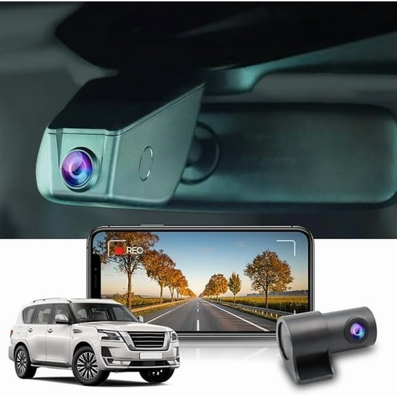 Fitcamx Front 4K+Rear 1080P Dash Cam Adapts for Nissan Armada 2017-2023 & Infiniti QX56 (Has Auto Dimming), OEM Look, WiFi & APP, 128GB Card