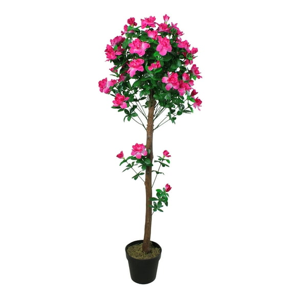 Northlight 4.5' Potted Artificial Green and Pink Azalea Flower Tree