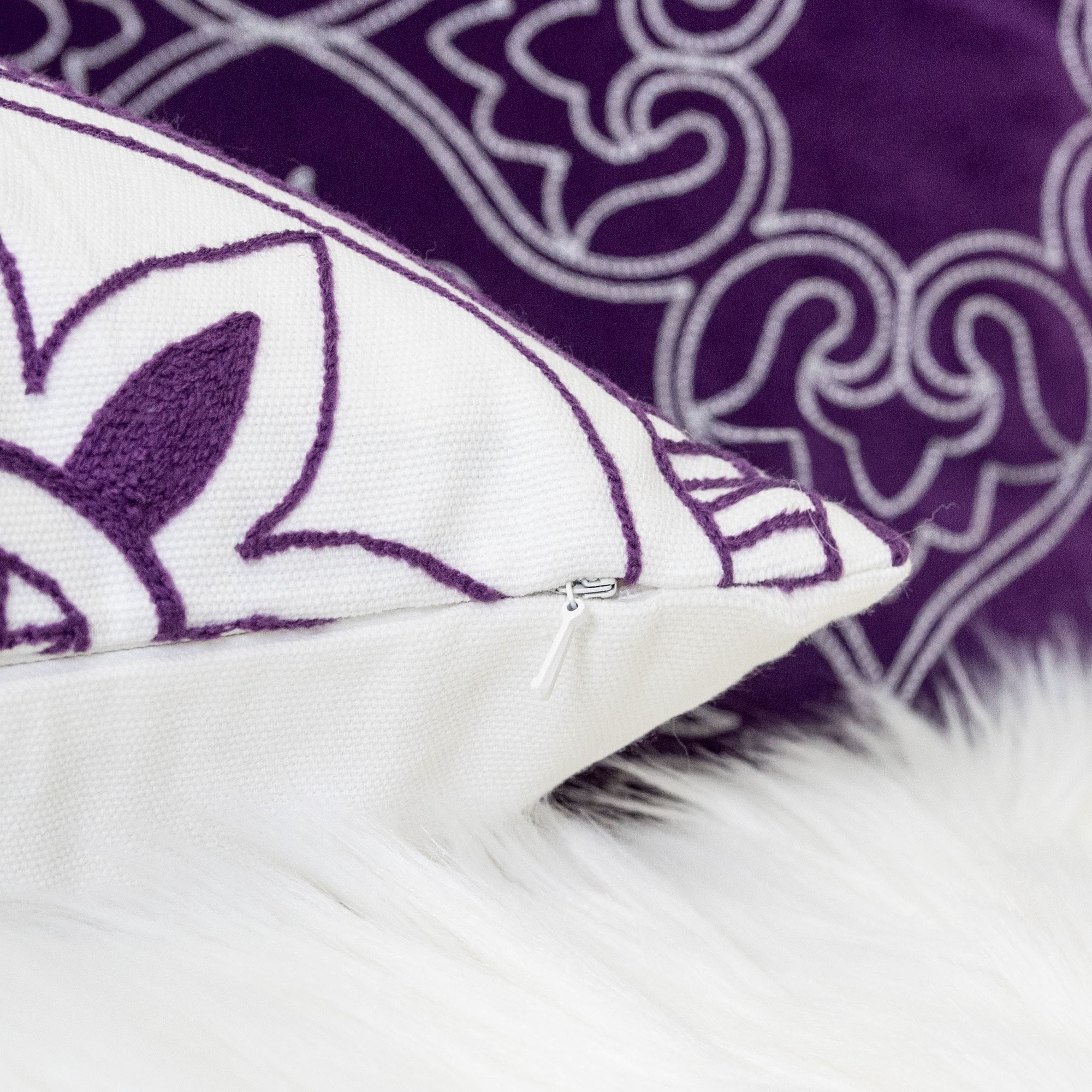 Abry Purple Abstract Polyester 20 in. x 20 in. Throw Pillow (Set of 2)