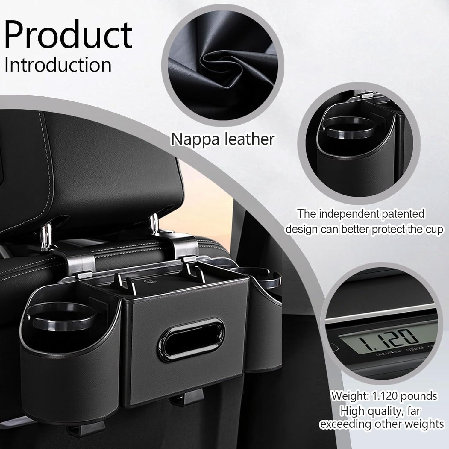 4-in-1 Back Seat Car Organizer with Multi-Pocket Storage & Cup Holders, Universal Fit Backseat Organizer for Travel & Daily Use, Black