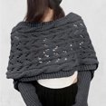 thumbnail image 2 of Knitted Double Sleeve Scarf,Scarf with Sleeves for Women,Women's Knitted Double Sleeve Scarf,Hollow Shawl Scarf With Sleeve,Sweater Scarf for Women,Dark Gray, 2 of 8