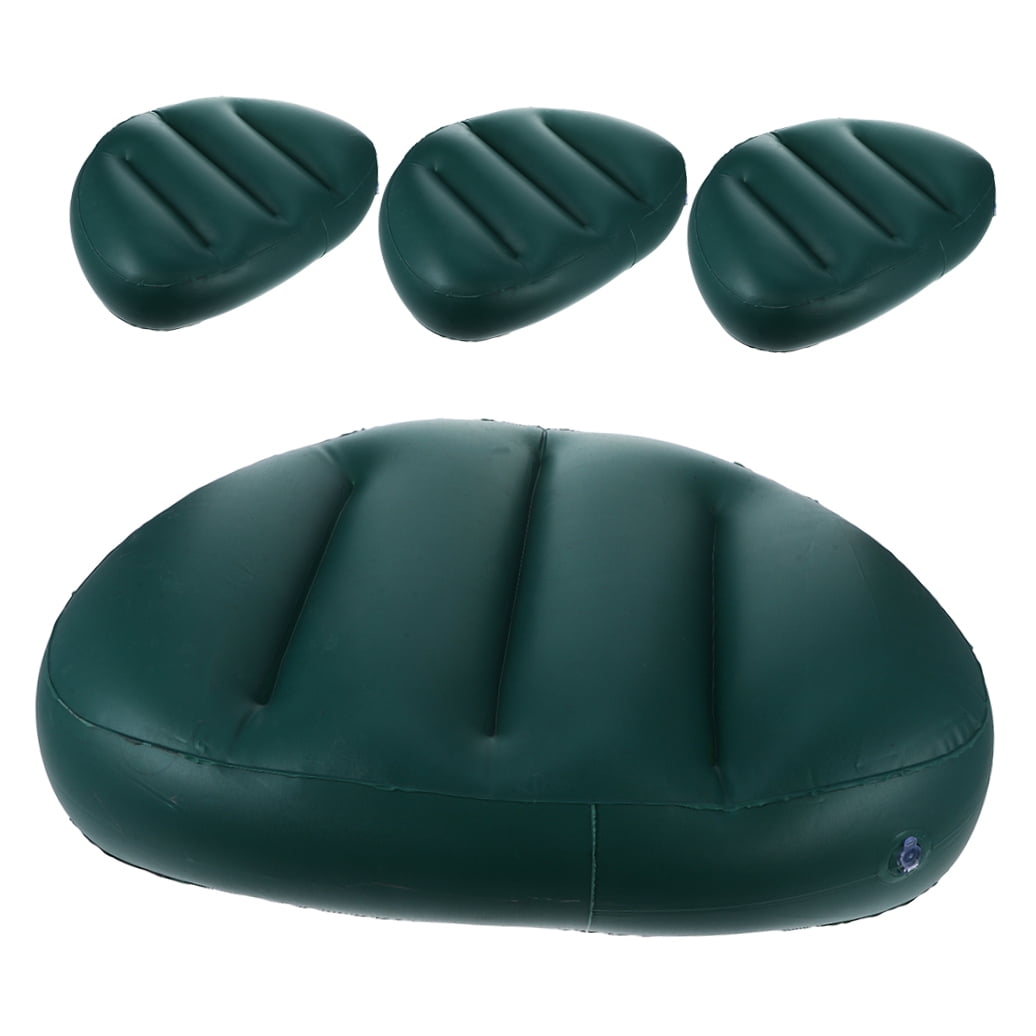 WASHWEPE 4-Pack Inflatable Kayak Seat Cushions with PVC Back Support Pads for Fishing, Camping, and Quick Inflation