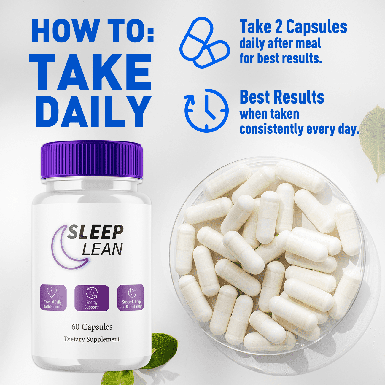 Sleep Lean Advanced Nerve Health Support Pills Natural Vitamin Supplement SleepLean 180 Capsules