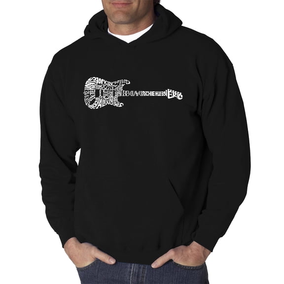 LA Pop Art Men's Word Art Hooded Sweatshirt - Rock Guitar