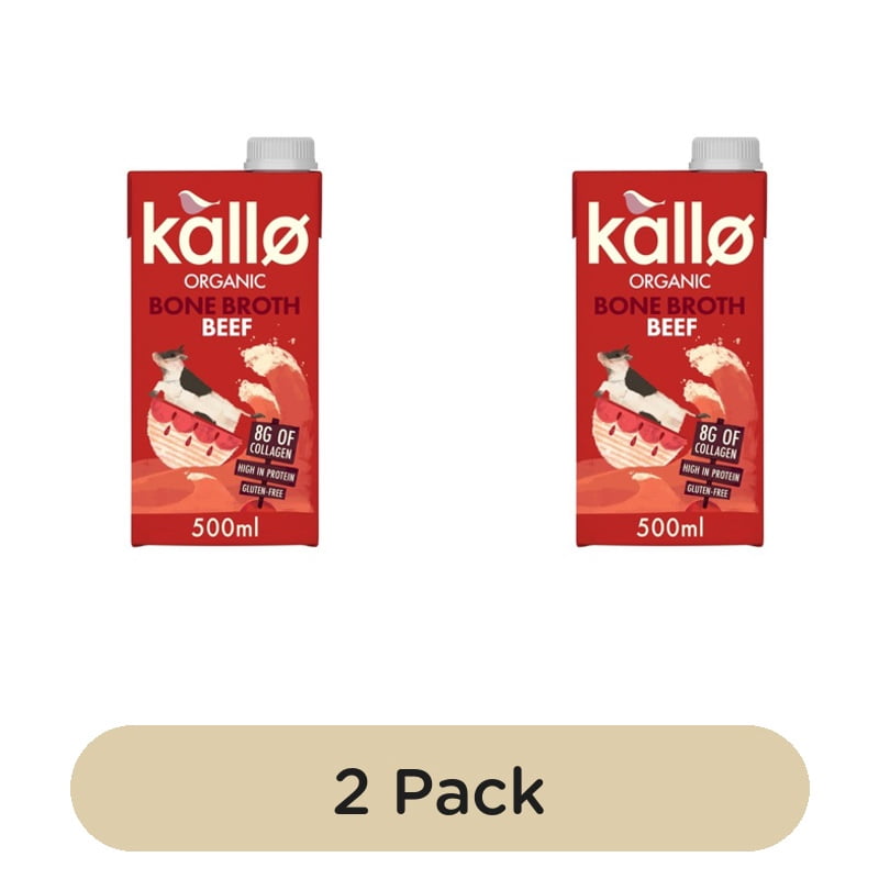 Kallo Organic Beef Bone Broth 500ml, British Import (Pack of 2)