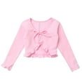 thumbnail image 4 of YEAHDOR Kids Toddlers Girls Ruffled Ballet Dance Cardigan Long Sleeve Knot Wrap Tops, 4 of 7