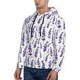 thumbnail image 3 of Kdxio Lavender Flowers Print Mens Casual Hooded Collar Drawstring Hoodies Pullover Sweatshirts Casual Long Sleeve Shirts-XX-Large, 3 of 7