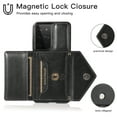 thumbnail image 3 of Wallet Case for Galaxy S21 Ultra, Detachable Crossbody Lanyard Strap PU Leather+Soft TPU Bumper Magnetic Clasp Back Flip Credit Card Slots Kickstand Cover for Samsung Galaxy S21 Ultra, Black, 3 of 10