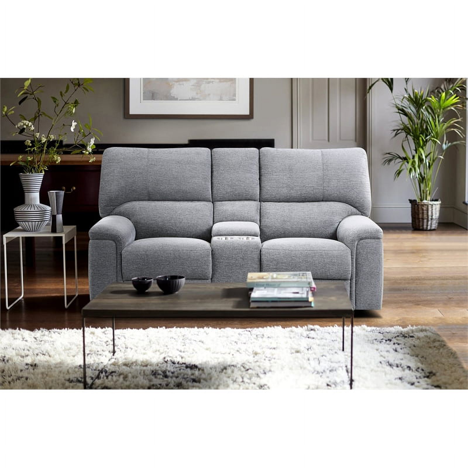 Lexicon Dickinson Power Double Recliner Loveseat with Center Console in Charcoal