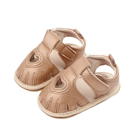 

Baby Girls Sandals Summer Soft Sole Heart Cutout Walking Shoes